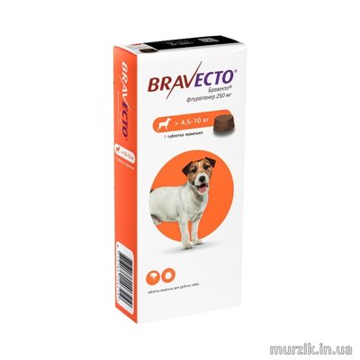 Таблетка от блох и клещей Bravecto (Бравекто) для собак весом от 4,5 до 10 кг. 5350176 фото