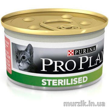 УПАКОВКА 24 ШТУКИ!!! Влажный корм для стерилизованных кошек Pro Plan Sterilised в виде паштета (банка) с лососем и тунцом, 85 г 41554340 фото