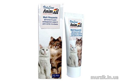 Паста AnimAll VetLine Мальт для выведения шерсти, для котов, 100 мл 41638585 фото