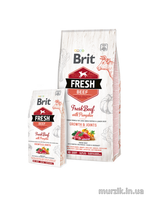 Сухий корм Brit Fresh для цуценят та молодих собак великих порід, з яловичиною та гарбузом, 2,5 кг 170992 фото