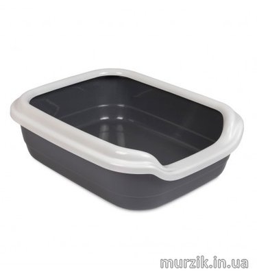 Туалет глубокий пластиковый для котов и кошек "COMFORT M" 41х30х13.5 см (серый) 41496232 фото