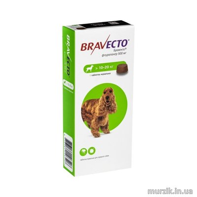 Таблетка от блох и клещей Bravecto (Бравекто) для собак весом от 10 до 20 кг. 5350178 фото
