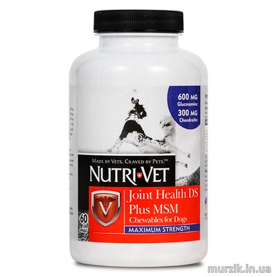 Жевательные таблетки для собак Nutri-Vet Joint Health DS Plus MSM Maximum Strength (Нутри-Вет здоровье суставов МАКСИМУМ) с с глюкозамином, хондроитином, МСМ, марганцем 60 табл. 42373748 фото