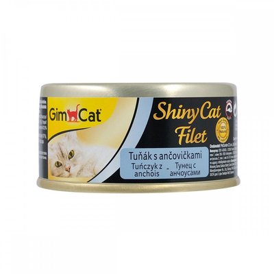 Вологий корм GimCat Shiny Cat Filet для котів, тунець та анчоус, 70 г 412924 фото