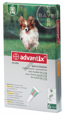 Капли на холку для собак мини пород "Advantix" (Адвантикс) до 4 кг. (1 тюбик) 1711752 фото