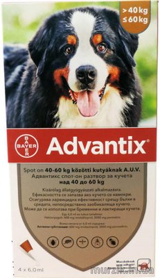 Капли на холку для собак гигантских пород "Advantix" (Адвантикс) от 40-60 кг кг. (1 тюбик) 9097558 фото