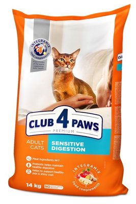 Сухой корм для взрослых кошек и котов "Клуб 4 Лапы" Premium Sensitive Digestion чувствительное пищеварение 14 кг 3911628 фото