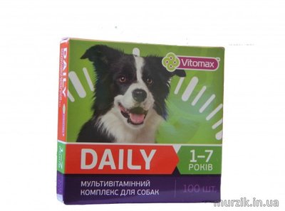 Мультиватаминный комплекс Vitomax Daily для собак от 1 года до 7 лет 100 г (100 таблеток) 8916635 фото