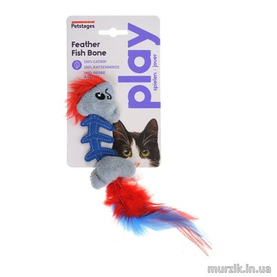 Игрушка для кошек PETSTAGES Feather Fish Bone Cat Toy (Рыбка с перьями и кошачьей мятой) 42364193 фото
