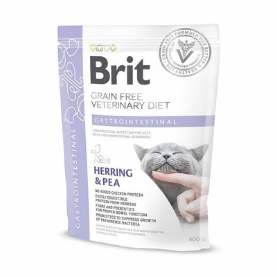 Сухий корм Brit GF VetDiet Cat Gastrointestinal для котів, при порушеннях травлення, з оселедцем, лососем, яйцем та горохом, 400 г 170964 фото