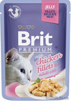 Влажный корм Brit Premium Cat Pouch для кошек, филе курицы в желе, 85 г 111240 фото