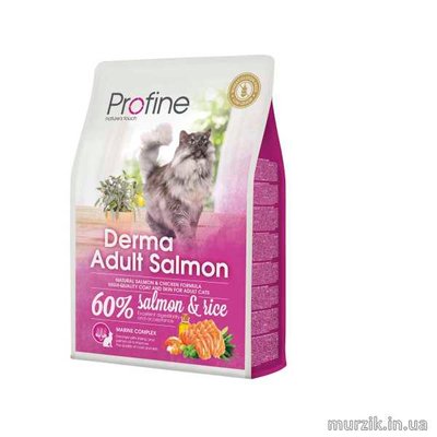 Сухий корм Profine Derma для дорослих довгошерстих котів, з лососем та рисом, 2 кг 170572 фото