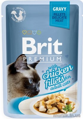 Влажный корм Brit Premium Cat Pouch для кошек, куриное филе в соусе, 85 г 111250 фото