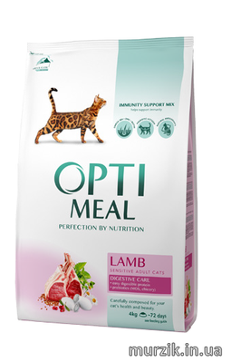 Сухой корм для кошек с чувствительным пищеварением Optimeal (Оптимил) со вкусом ягненком 10 кг. 9063214 фото