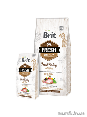 Сухой корм Brit Fresh для взрослых собак, с лишним весом, пожилых людей, с индейкой и горохом, 2,5 кг 170996 фото