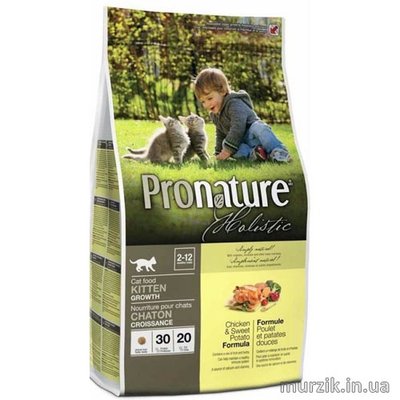 Сухой корм для котят Pronature Holistic Курица с бататом 5,44 кг. 1680427 фото