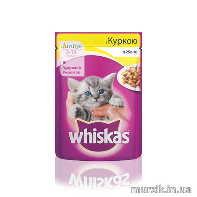 Влажный корм от 1-12 месяцев для котят Whiskas c курицей в желе 85 г 9123946 фото