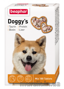 Витаминизированные лакомства Beaphar "Doggy&#39;s Mix" для собак с таурином и биотином, печенью и протеином 180 табл. 9132941 фото