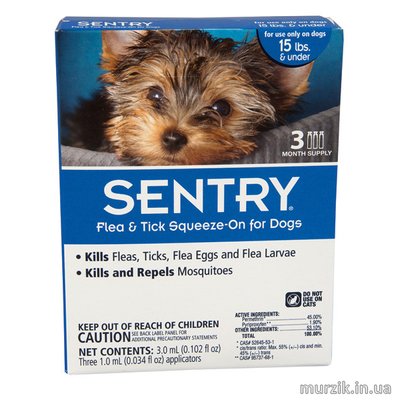 Sentry (Сентри) капли на холку для собак весом до 7 кг. (1 тюбик) 4653719 фото