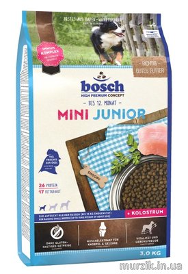 Сухой корм для щенков маленьких пород, с 2 месяцев, Bosch Mini Junior (Бош Мини Юниор), 3 кг 32588979 фото