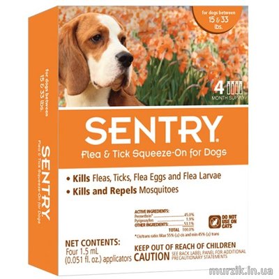 Sentry (Сентри) капли на холку для собак весом 7 - 15 кг. (1 тюбик) 4653733 фото