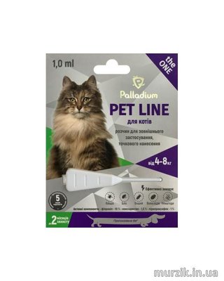 Капли PET LINE the ONE для кошек Спот-Он от 4 до 8 кг. (1 тюбик) 1,0 мл 42310715 фото