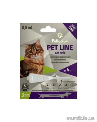 Капли PET LINE the ONE для кошек Спот-Он до 4 (1 тюбик) 0,5 мл 42310716 фото