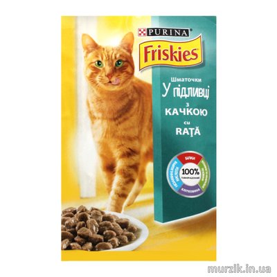 Упаковка 26 шт!!!Влажный корм для котов Friskies (Фрискис) с уткой в подливе 85 г 32594820 фото