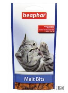 Лакомства для котов Beaphar Malt Bits Беафар Малт Битц вкусные и полезные подушечки с мальт-пастой для кошек 150 г 31748167 фото