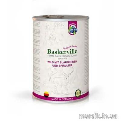 Консервы для собак Baskerville Holistic (Баскервиль) с олениной, черникой и спирулиной 400 г 32566800 фото