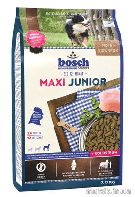 Сухой корм для щенков гигантских и крупных пород (весом свыше 25 кг), с 2 месяцев, Bosch Junior Maxi (Бош Юниор Макси), 3 кг 32589017 фото