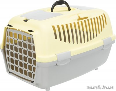 Переноска для котов и собак "Capri 2" 37х34х55 см, пластик, до 8 кг, светло-серая/желтая 41548570 фото
