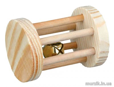 Игрушка для грызунов деревянная Trixie "Валик с погремушкой" 7 см / d=5 см 32586884 фото