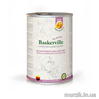 Консервы для собак Baskerville Holistic (Баскервиль) с мясом кабана, утки и тыквой 800 г 32566849 фото