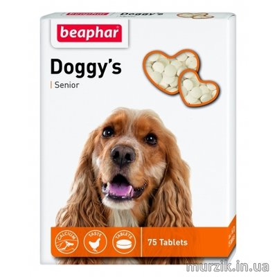 Doggy&#39;s Senior Beaphar лакомство для поддержания здоровья собак старше 7 лет 75 табл 1971700 фото