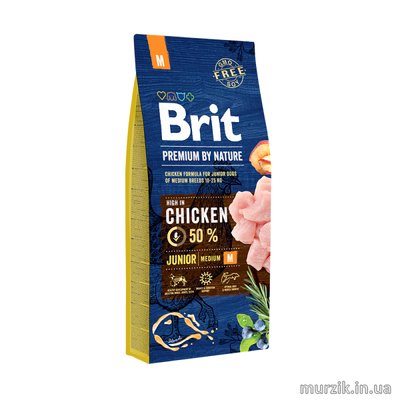 Сухой корм для щенков средких пород Brit Premium Junior M с курицей 1 кг. 4955752 фото