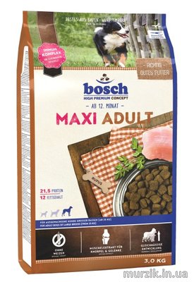 Сухой корм для взрослых собак крупных пород (весом свыше 30 кг) со средним уровнем активности, Bosch Maxi Adult (Бош Макси Эдалт), 3 кг 32589134 фото