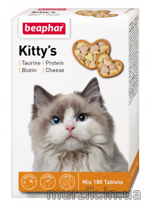 Лакоства для котов Beaphar (Беафар) KITTY Mix с таурином и биотином, сыром и протеином 180 табл. 1971714 фото