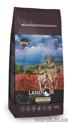 Сухой беззерновой корм для собак всех пород, Landor ADULT GRAIN FREE LAMB&POTATO (Эдалт Грэйн Фри), с ягненком и бататом, 1 кг 41530777 фото
