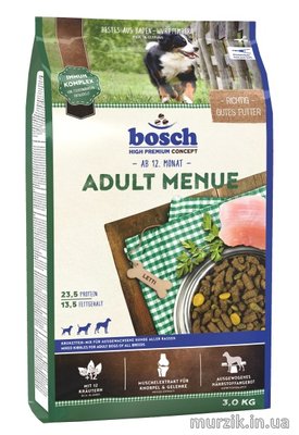 Сухой корм для взрослых собак, смесь мясных и овощных гранул, Bosch Adult Menue (Бош Эдалт Меню), 3 кг 32589139 фото