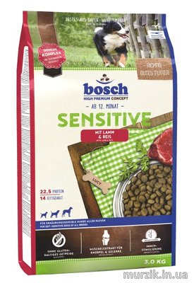Сухой корм для собак, склонных к аллергии, Bosch Sensitive (Бош Сенситив), с ягненком и рисом,3 кг 32589142 фото