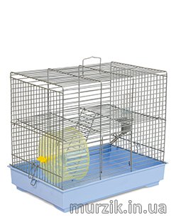 Клетка для грызунов "Микки с колесом" хром, светло-голубая (37*25*30) см 34241549 фото