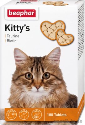 Лакомство Beaphar Kitty's+Taurine+Biotine Беафар с биотином и таурином для кошек 180 табл. 1971718 фото