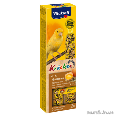 Крекер для канареек Vitakraft "Kracker Original + Egg & Grass Seeds" 2 шт. (яйцо и семена) 1438419 фото