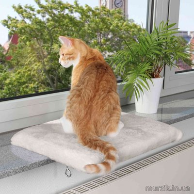 Лежак на подоконник для котов, 51 ? 36 см, светло-серый 42063577 фото