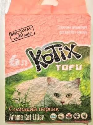 Соевый наполнитель для кошачьего туалета Kotix TOFU (Котикс Тофу) "Сладкий персик", 6л (2,5 кг) 41534051 фото