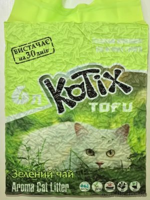 Соевый наполнитель для кошачьего туалета Kotix TOFU (Котикс Тофу) "Зеленый чай", 6л (2,5 кг) 41534067 фото
