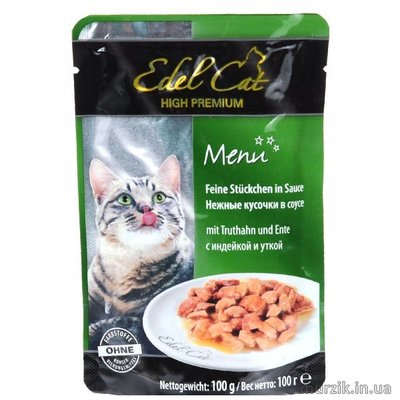 Консерва для кота Edel (Эдель) Cat pouch 100 г. индейка и утка в соусе 4852962 фото