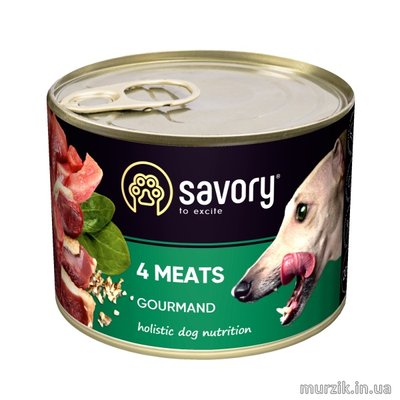 Влажный корм Savory 4 Meats для взрослых собак c мясное ассорти 200 г 42206096 фото