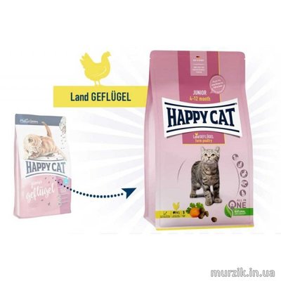 Сухой корм для котят Happy Cat Supreme Junior Geflugel с птицей 10 кг. 8898670 фото